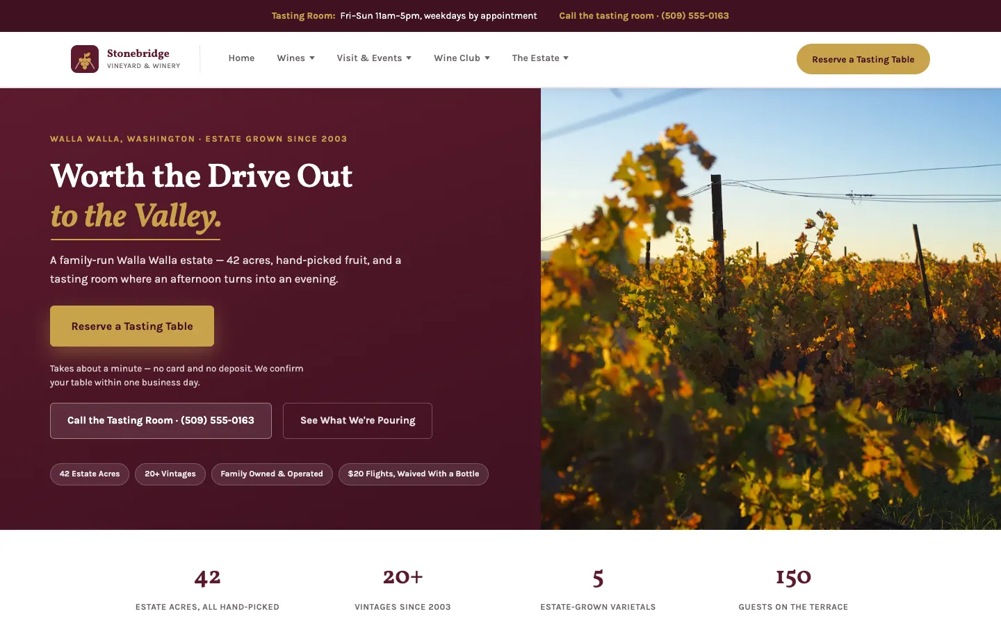 Stonebridge Vineyard & Winery website